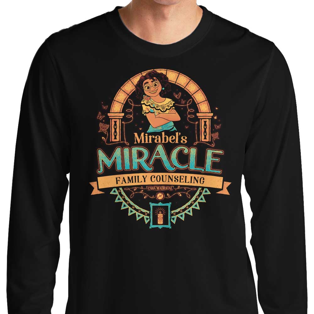 Teesgeex Miracle Family Counseling Long - Sleeve Crewneck T - Shirt in S to 4XL Sizes
