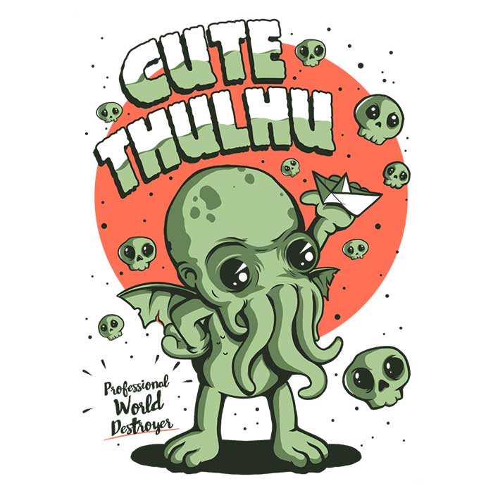 Adorable Cute-thulhu 3/4 Sleeve Raglan Style T-Shirt for Fashion Lovers