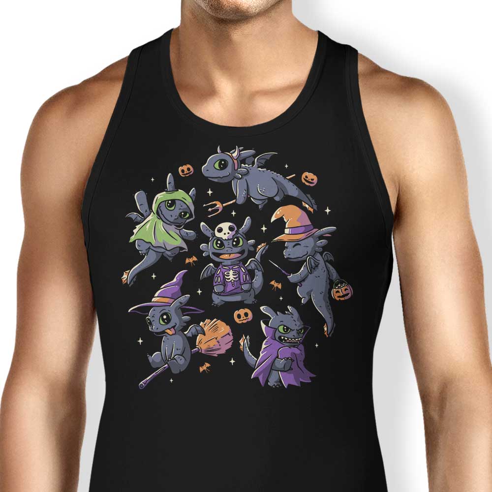 Halloween-themed Dragon Print Tank Tops for Men and Women