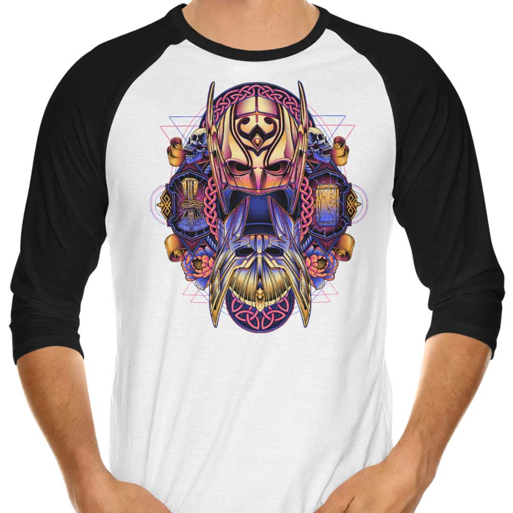 Eye - Catching Colorful Thunder 3/4 Sleeve Raglan Style T - Shirt