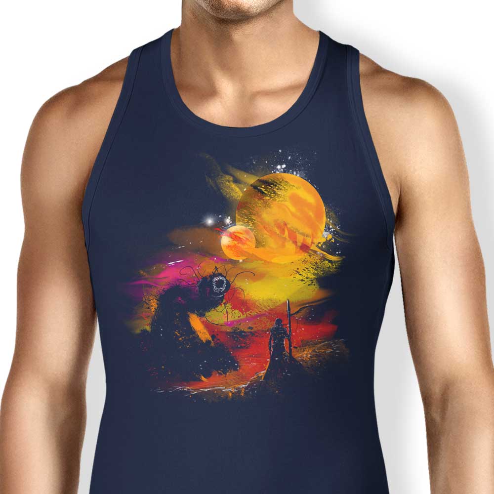 Kharmazero's Comfortable Arrakis Sunset Tank Tops for Men and Women