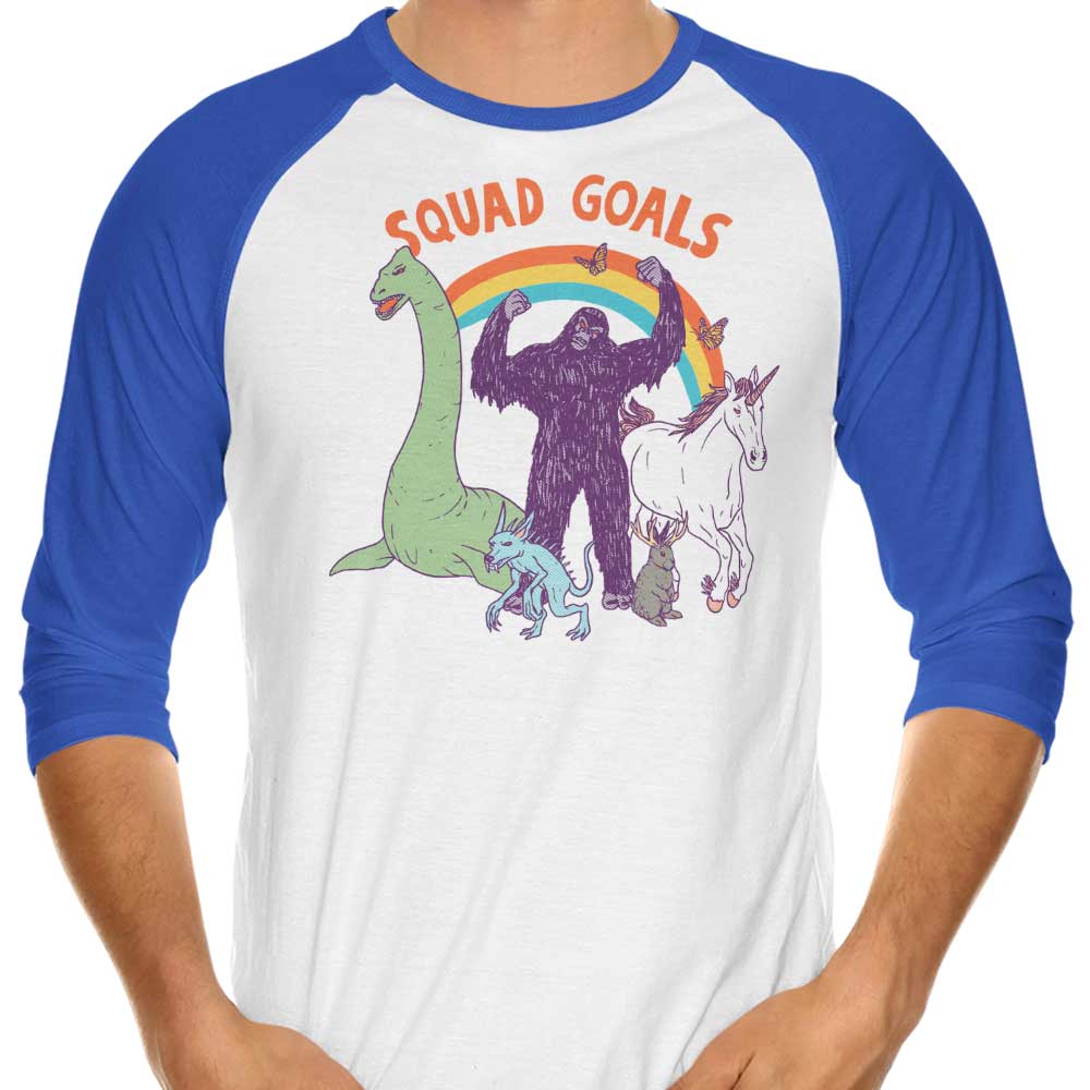 Mythical Squad Goals 3/4 Sleeve Raglan Style T-Shirt for Fashion Enthusiasts