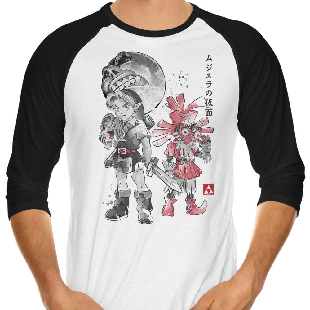 Dr. Monekers' Majora's Sumi-e 3/4 Sleeve Raglan Stylish T-Shirt