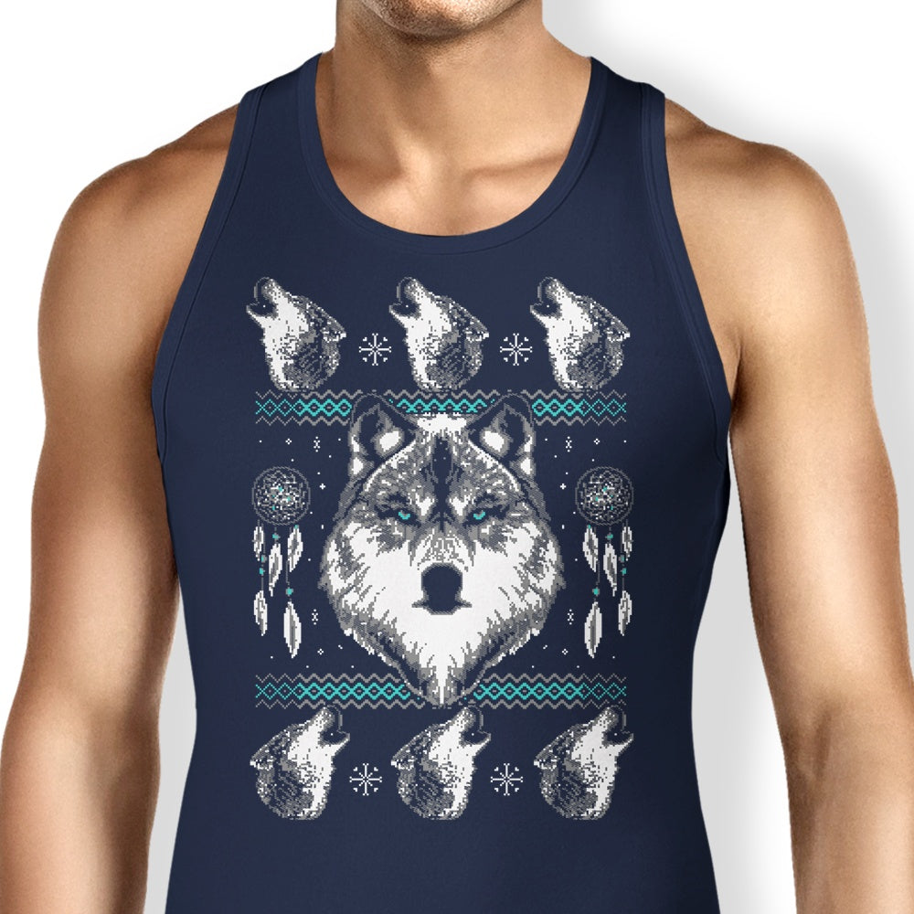 Cozy Merry Wolfmas Tank Tops for Men and Women