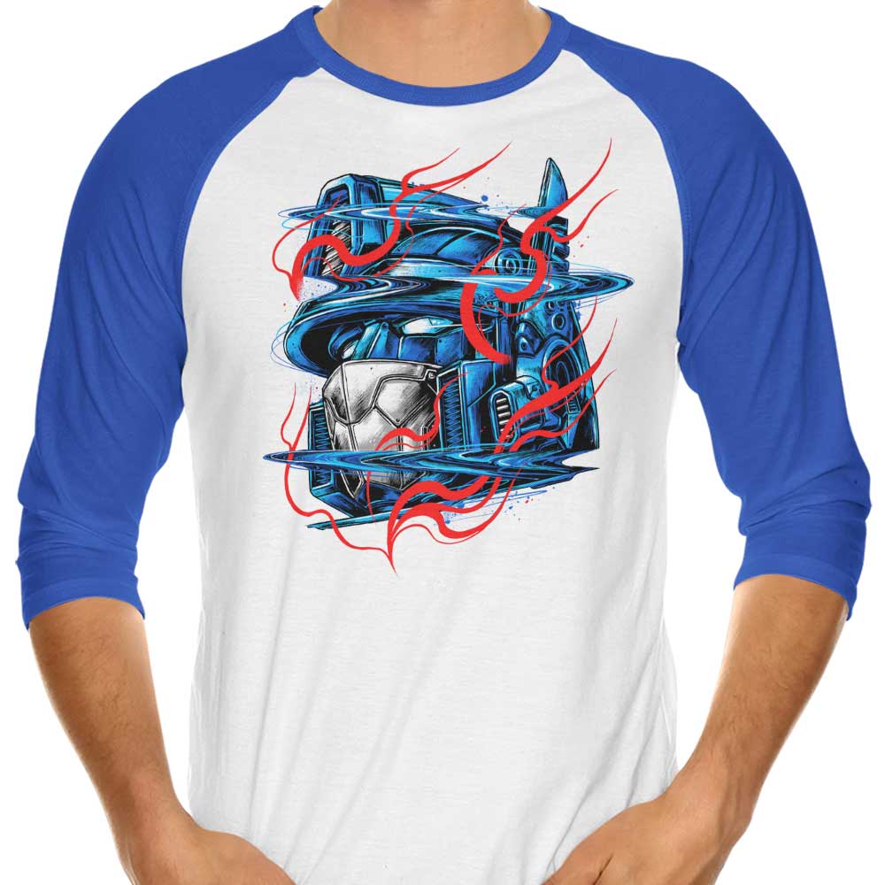 Stylish Glitch Flames 3/4 Sleeve Raglan T-Shirt for Trendy Look