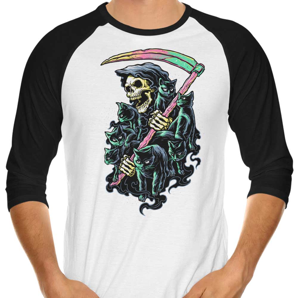 7 Deadly Cats Three - Quarter Sleeve Raglan Style T - Shirt for Fashion Lovers