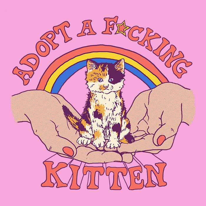 3/4 Sleeve Raglan T-Shirt - Adopt a Cute Kitten Design