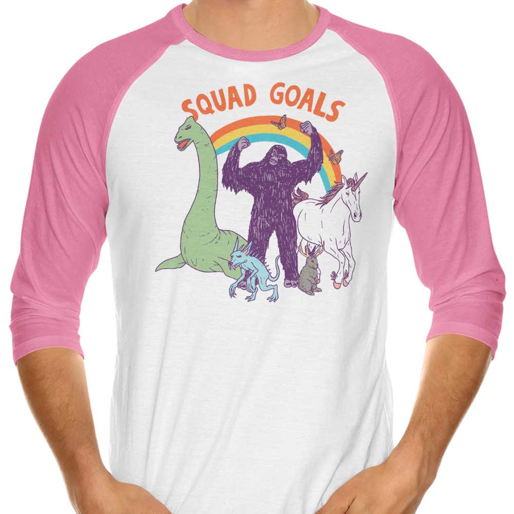 Mythical Squad Goals 3/4 Sleeve Raglan Style T-Shirt for Fashion Enthusiasts