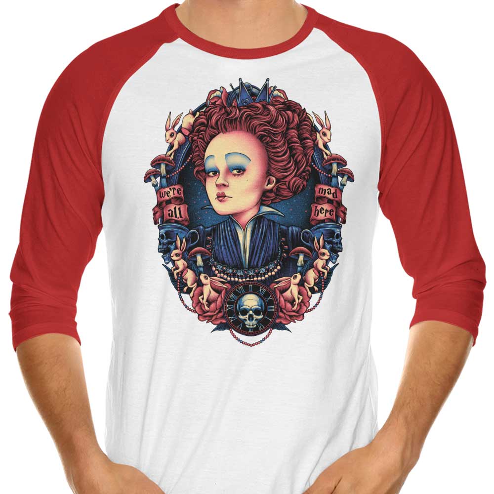 Stylish 3/4 Sleeve Raglan Red T-Shirt - The Queen Design