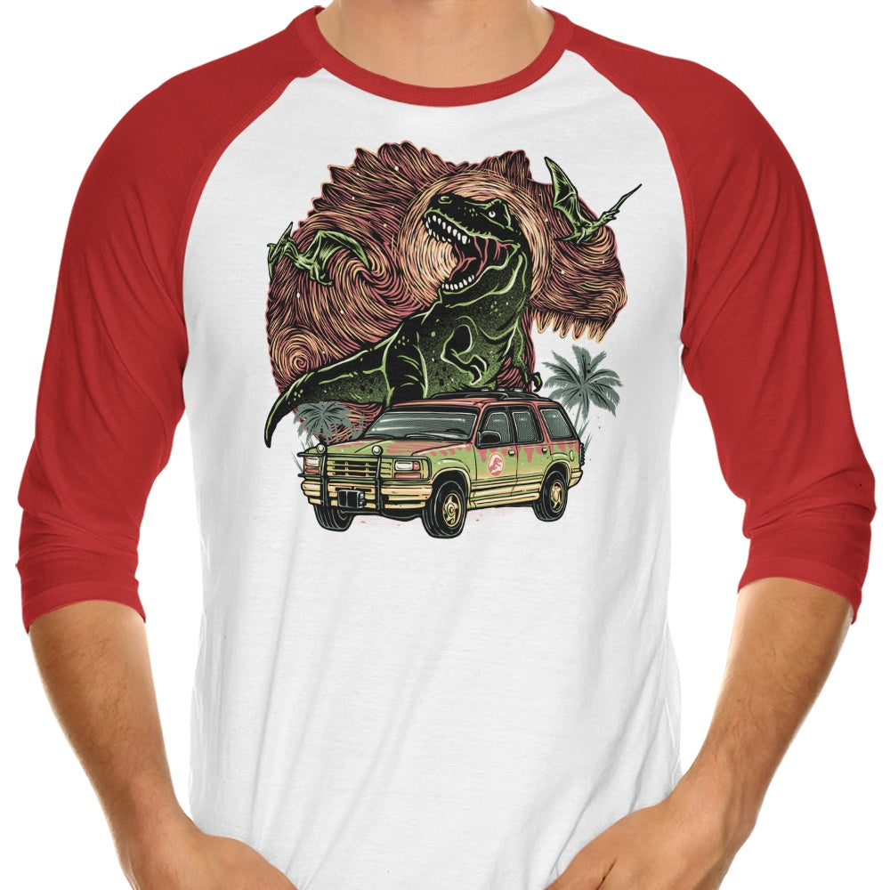 Glitchygorilla's 3/4 Sleeve Raglan Dino Expedition T-Shirt