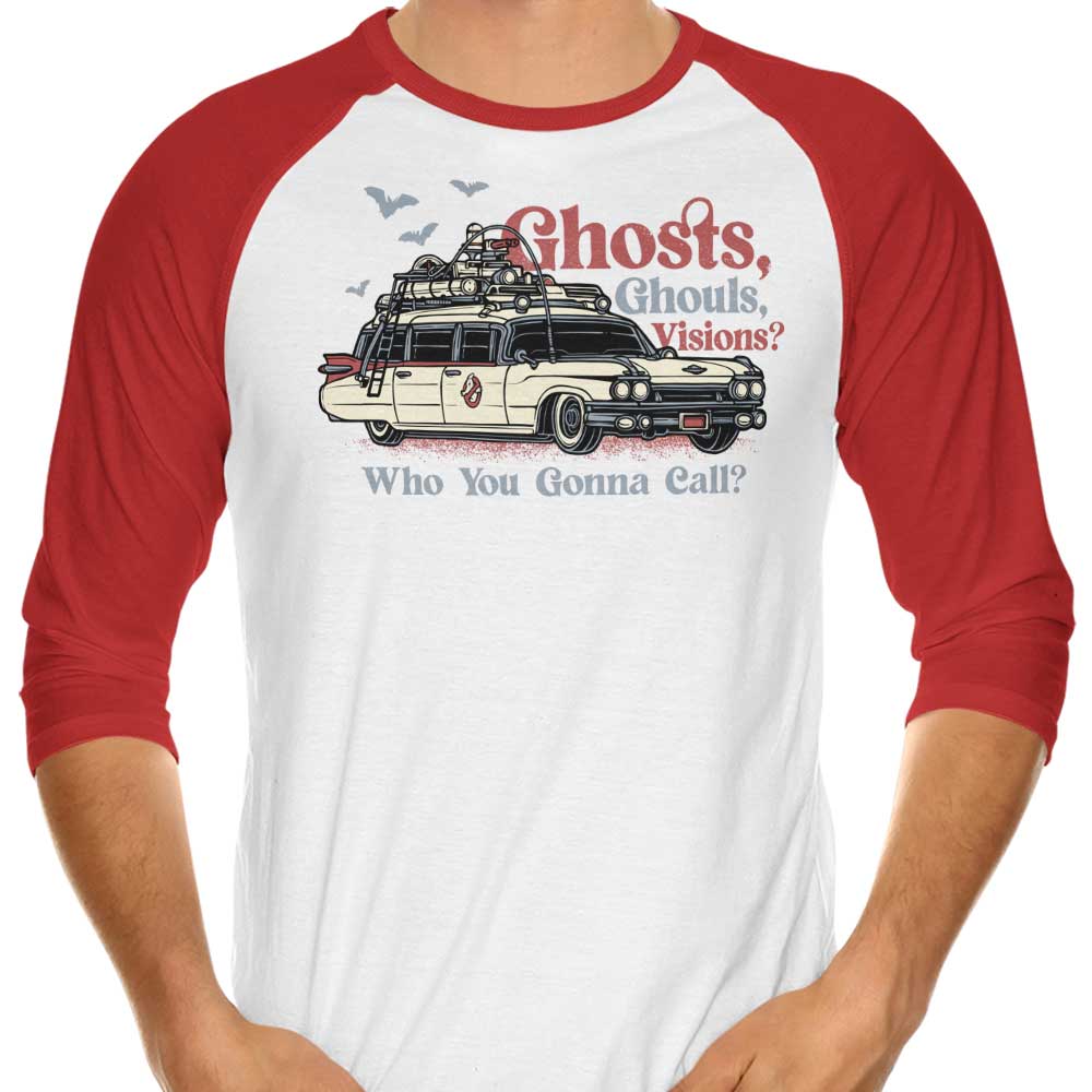 Spooky Ghosts, Ghouls, and Visions Themed 3/4 Sleeve Raglan Style T-Shirt