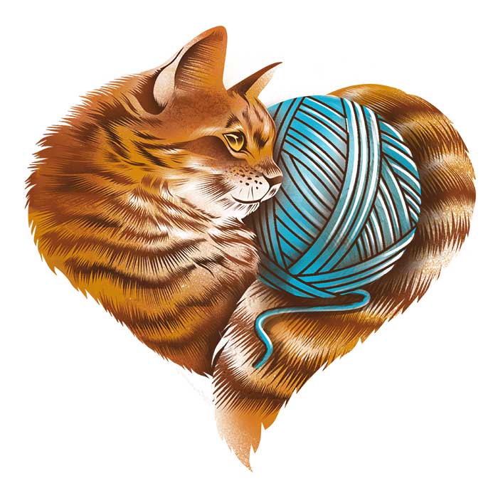 Adorable Knitting Kitten Love Design 3/4 Sleeve Raglan Style T-Shirt