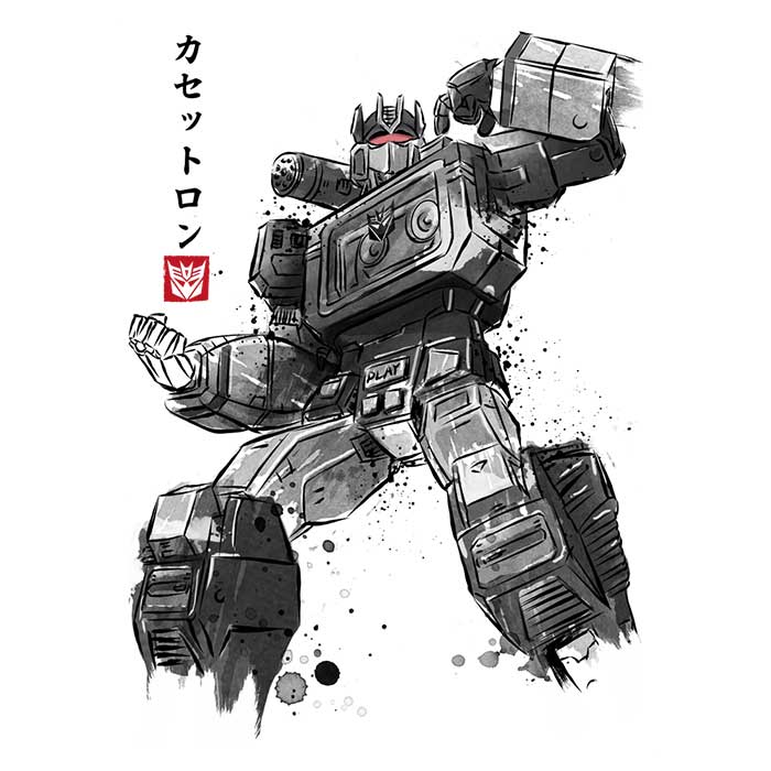3/4 Sleeve Raglan T-Shirt - Cassette Sumi-e Art Design T-Shirt