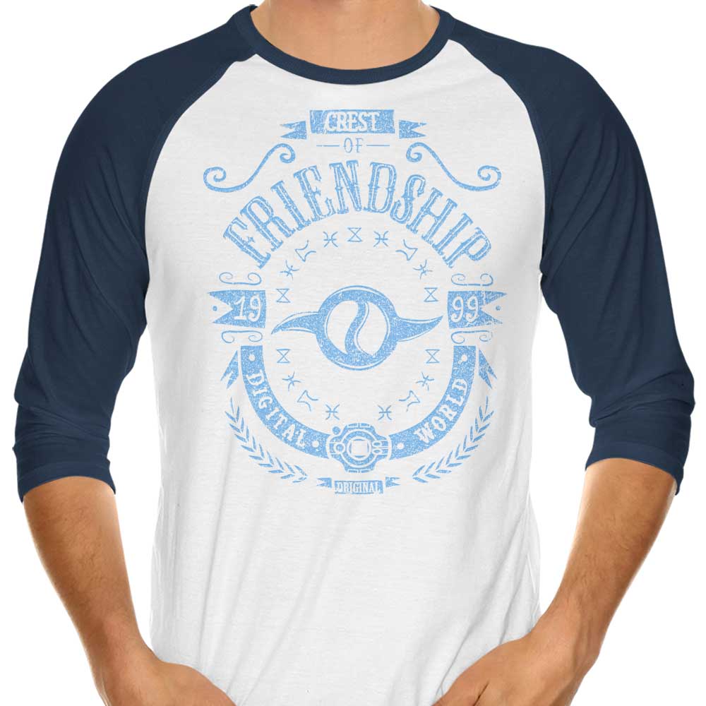 Stylish 3/4 Sleeve Raglan T-Shirt with Digital Friendship Design