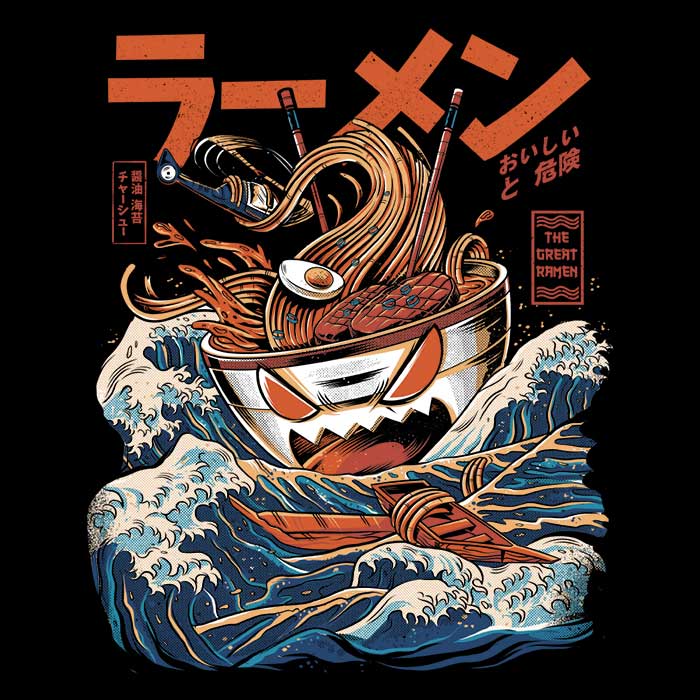 Fantastic Ramen Design Off Kanagawa (Alternative Version) - High - Quality Long Sleeve T - Shirt