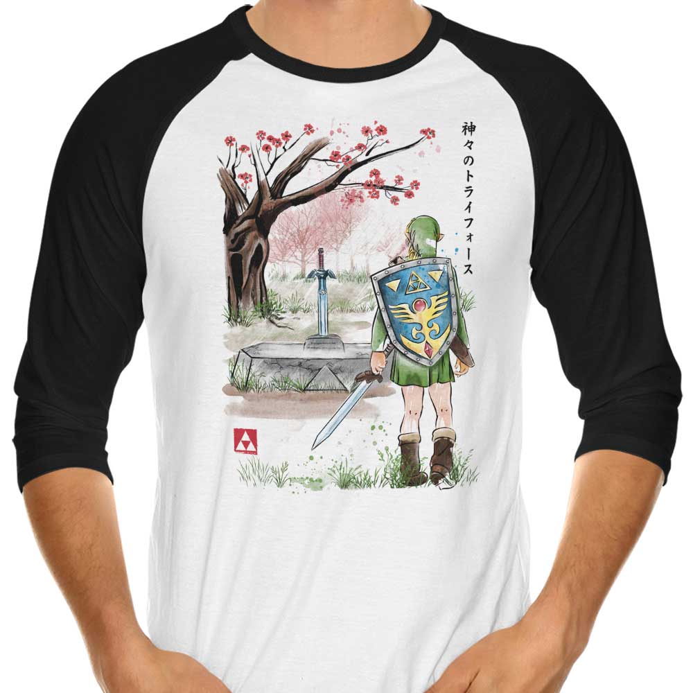 Watercolor-themed 3/4 Sleeve Raglan Style T-Shirt - A Link to the Artistic World