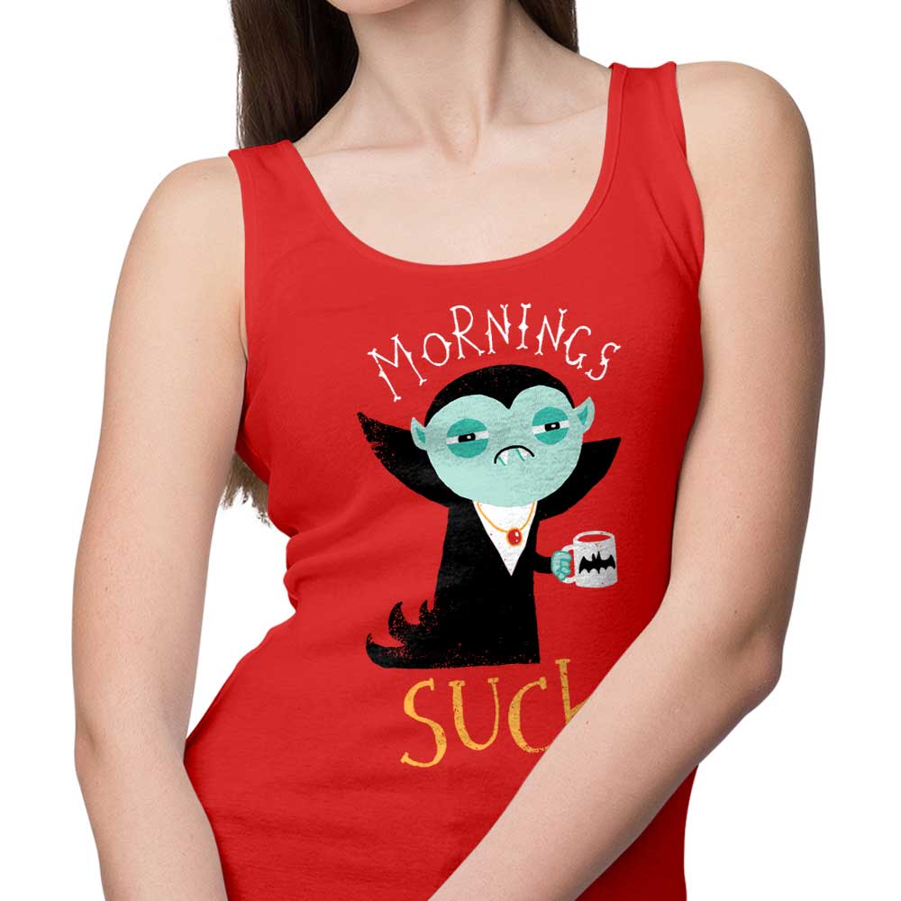 DinoMike's Comfortable 'Mornings Suck' Men's/Unisex and Women's Tank Tops