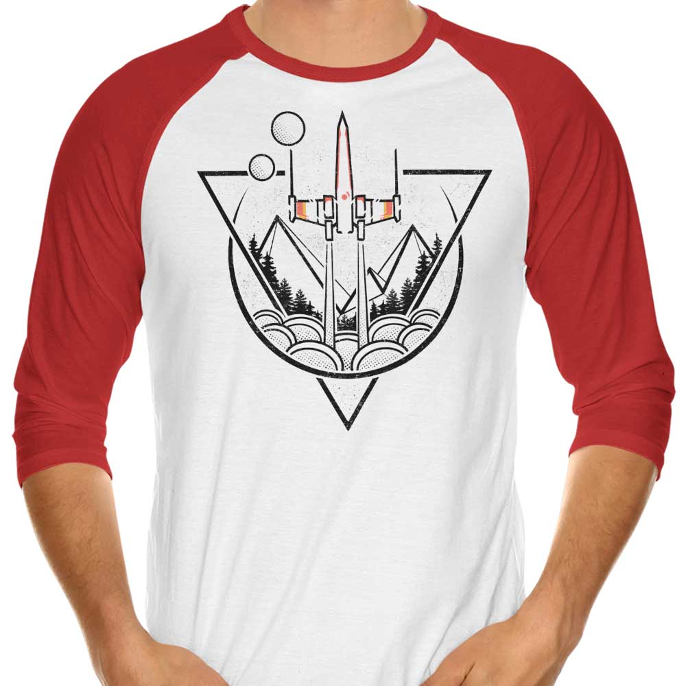 Geometric Wars Three - Quarter Sleeve Raglan Style T - Shirt for Fashion Lovers