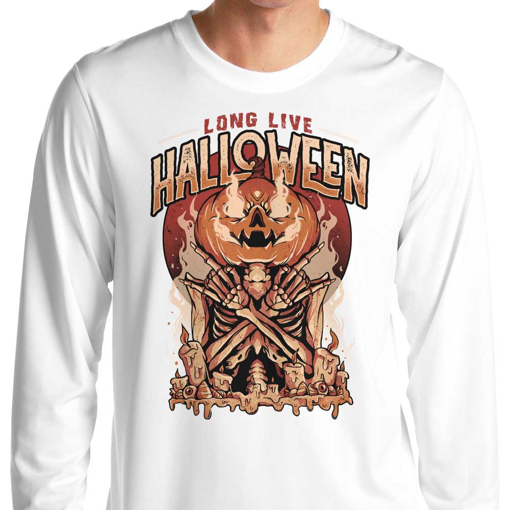Halloween-themed Long Sleeve Crewneck T-Shirt - Long Live Halloween Design