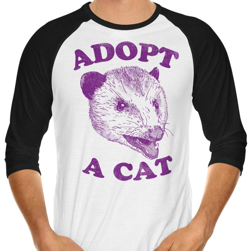 3/4 Sleeve Raglan 'Adopt a Cat' T-Shirt