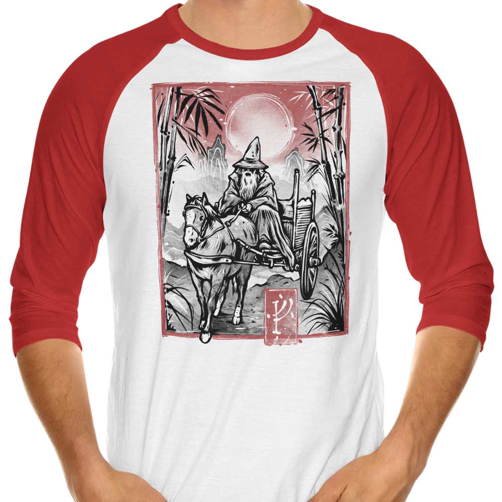 The Grey Hiker - Three - Quarter Sleeve Raglan Style Travel T - Shirt