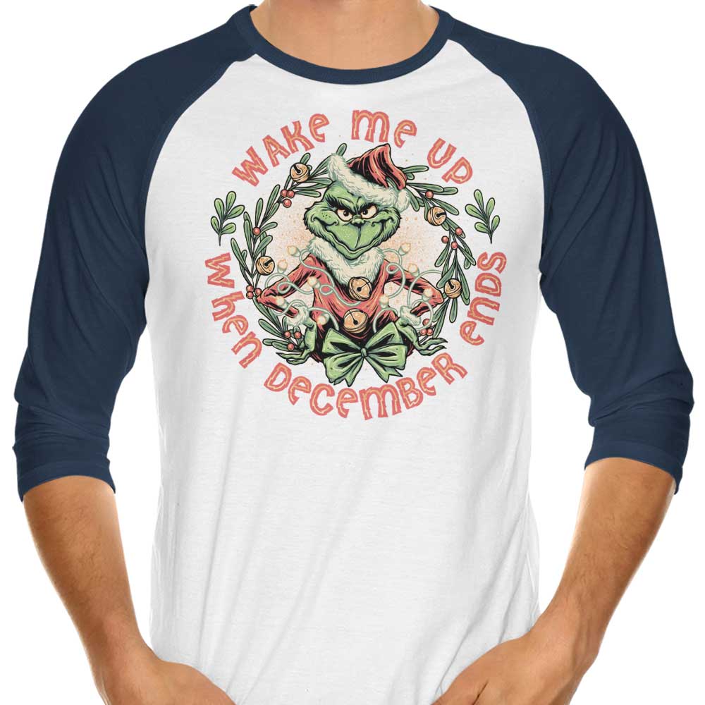 Wake Me Up - Three - Quarter Sleeve Raglan Style T - Shirt for a Stylish Look