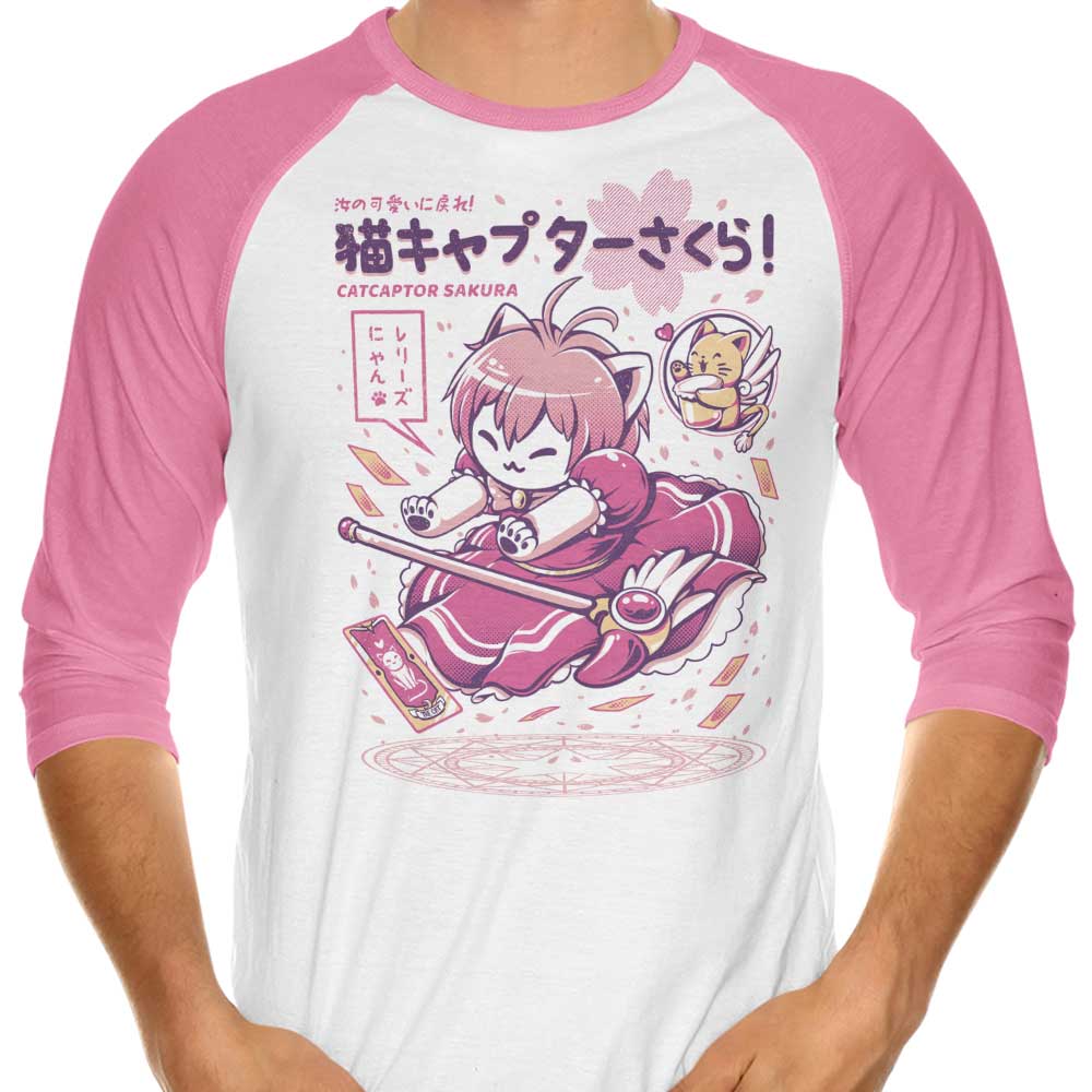 Ilustrata's Catcaptor Sakura 3/4 Sleeve Raglan Style T-Shirt for Fashion - Forward Fans