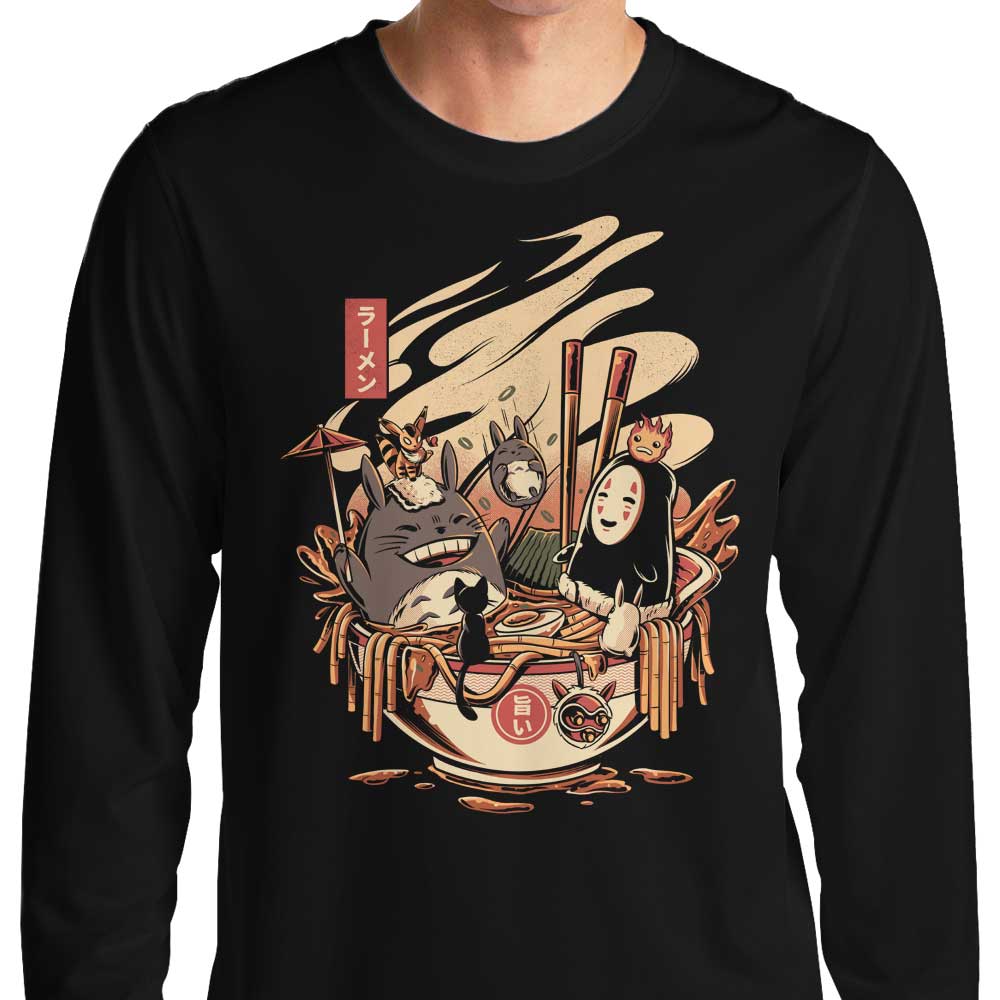 Ilustrata's Ramen Pool Party-themed Long Sleeve Casual T-Shirt for Fashion Enthusiasts