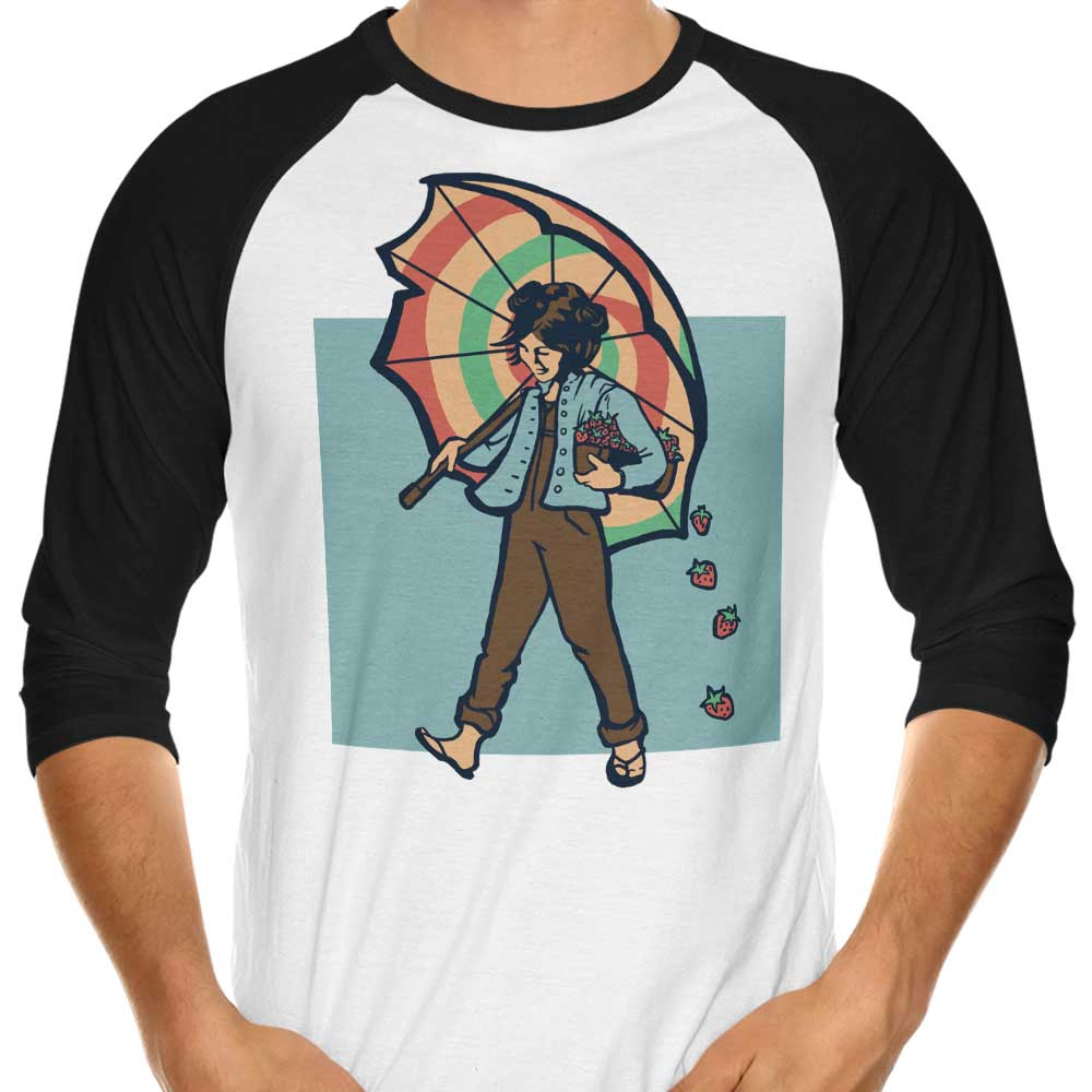 Cute Strawberry Girl 3/4 Sleeve Raglan Style T-Shirt