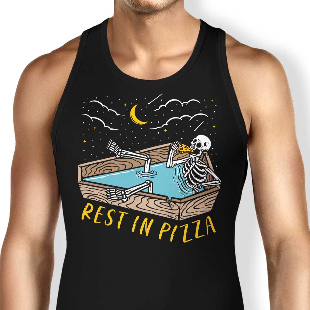 Comfortable 'Rest in Pizza' Unisex and Women's Tank Tops