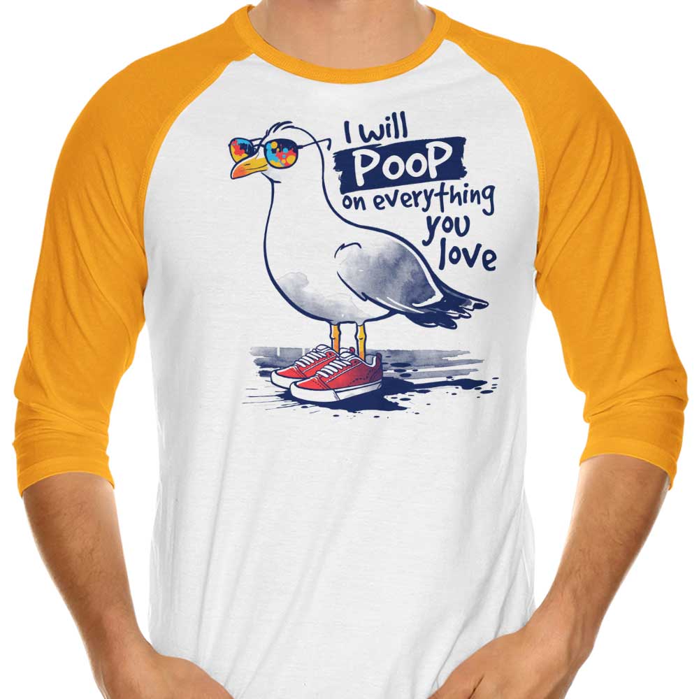 Charming Seagull Love 3/4 Sleeve Raglan Casual T-Shirt