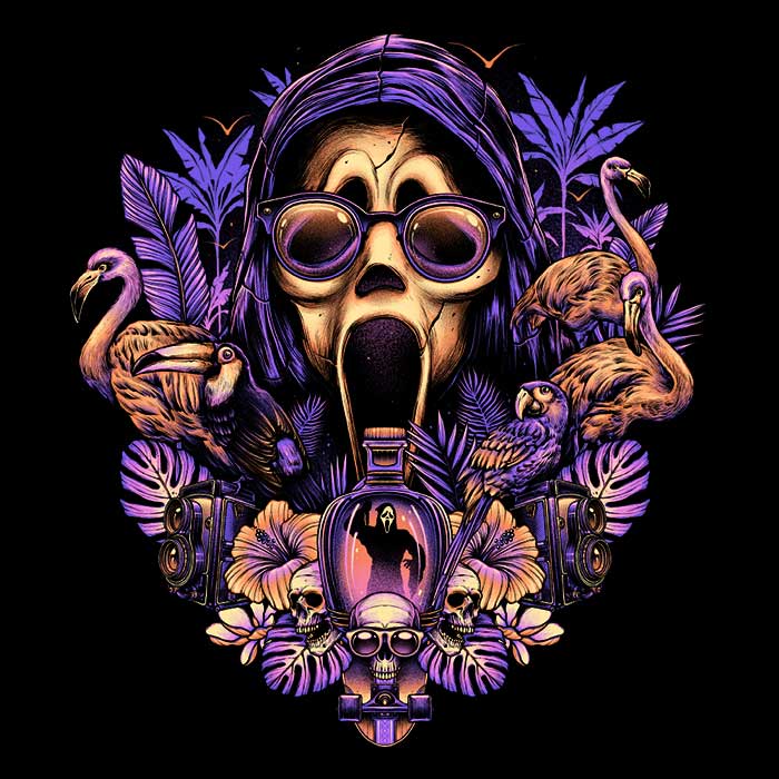 Tropical Ghost 3/4 Sleeve Raglan Stylish T-Shirt