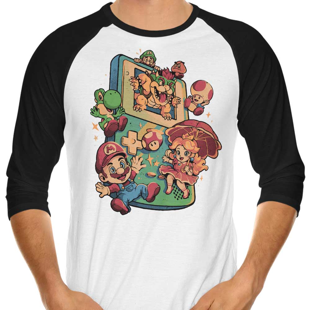 Plumber Game Themed 3/4 Sleeve Raglan Style T-Shirt for Casual Wear