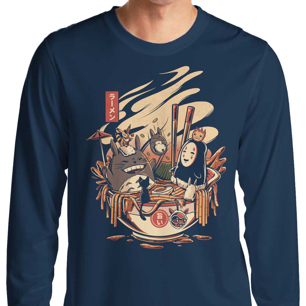 Ilustrata's Ramen Pool Party-themed Long Sleeve Casual T-Shirt for Fashion Enthusiasts