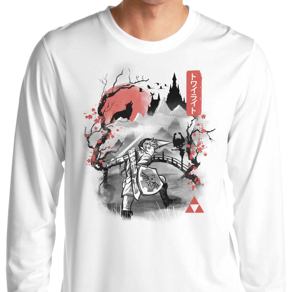Twilight Sumi-e Style Long Sleeve Crewneck T - Shirt by Dandingeroz
