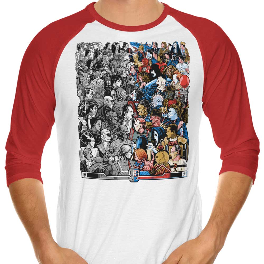 Prime Premne Design 3/4 Sleeve Raglan T-Shirt: Grayscale vs. Grotesque Style