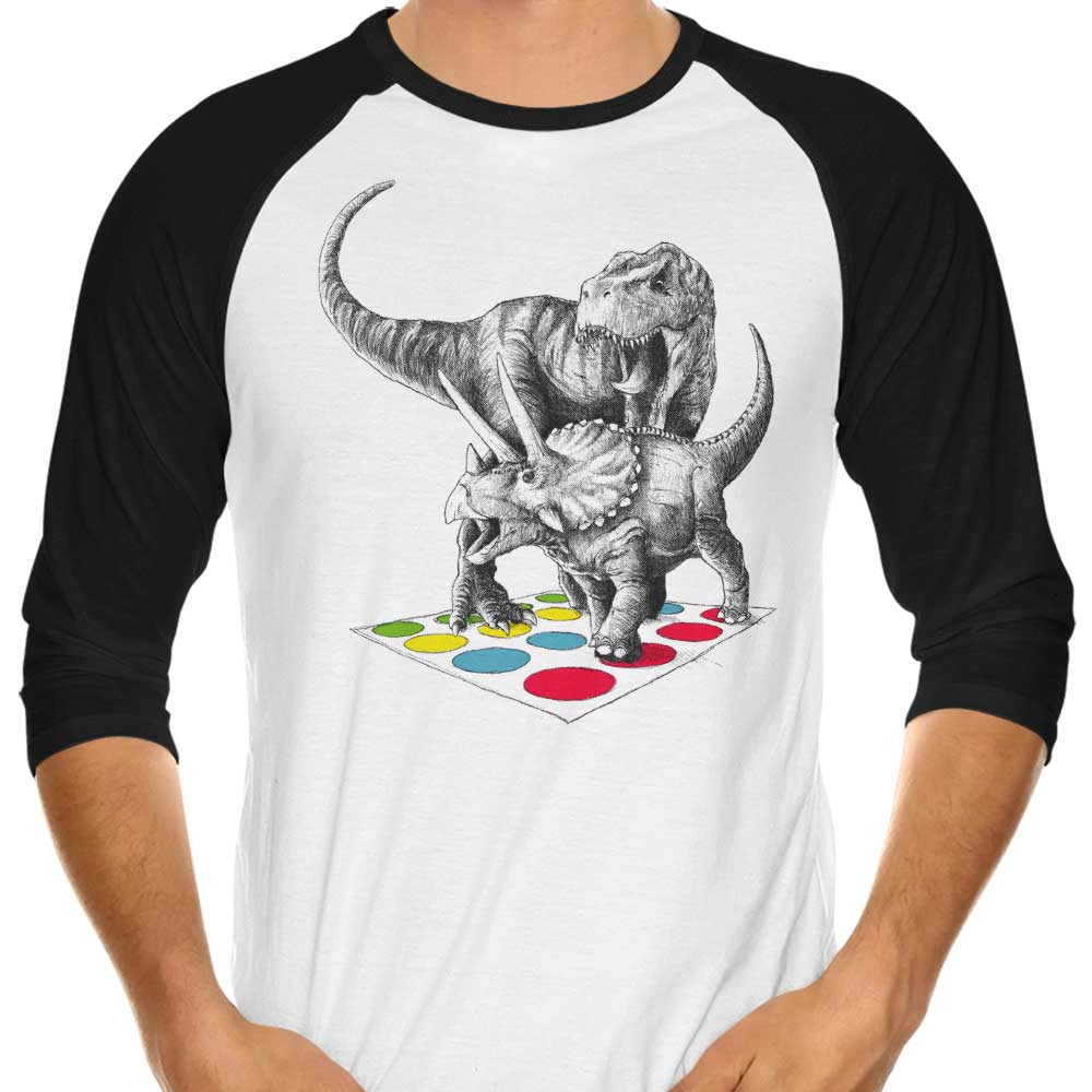 The Epic Dino Battle 3/4 Sleeve Raglan Style T-Shirt