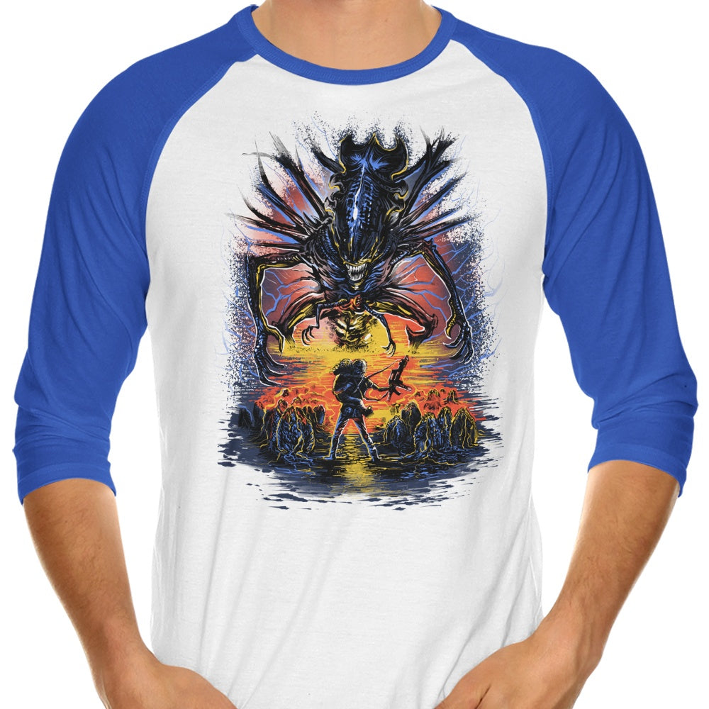 Zascanauta's 'Xeno Shall Not Pass' 3/4 Sleeve Raglan Stylish T-Shirt