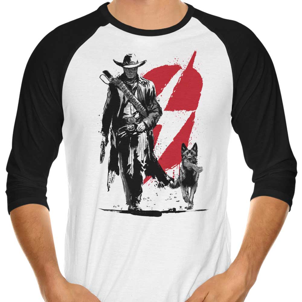 3/4 Sleeve Raglan T-Shirt Featuring the 'Lone Ghoul and Cub' Design