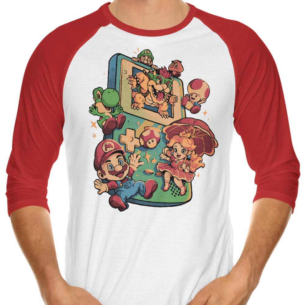 Plumber Game Themed 3/4 Sleeve Raglan Style T-Shirt for Casual Wear