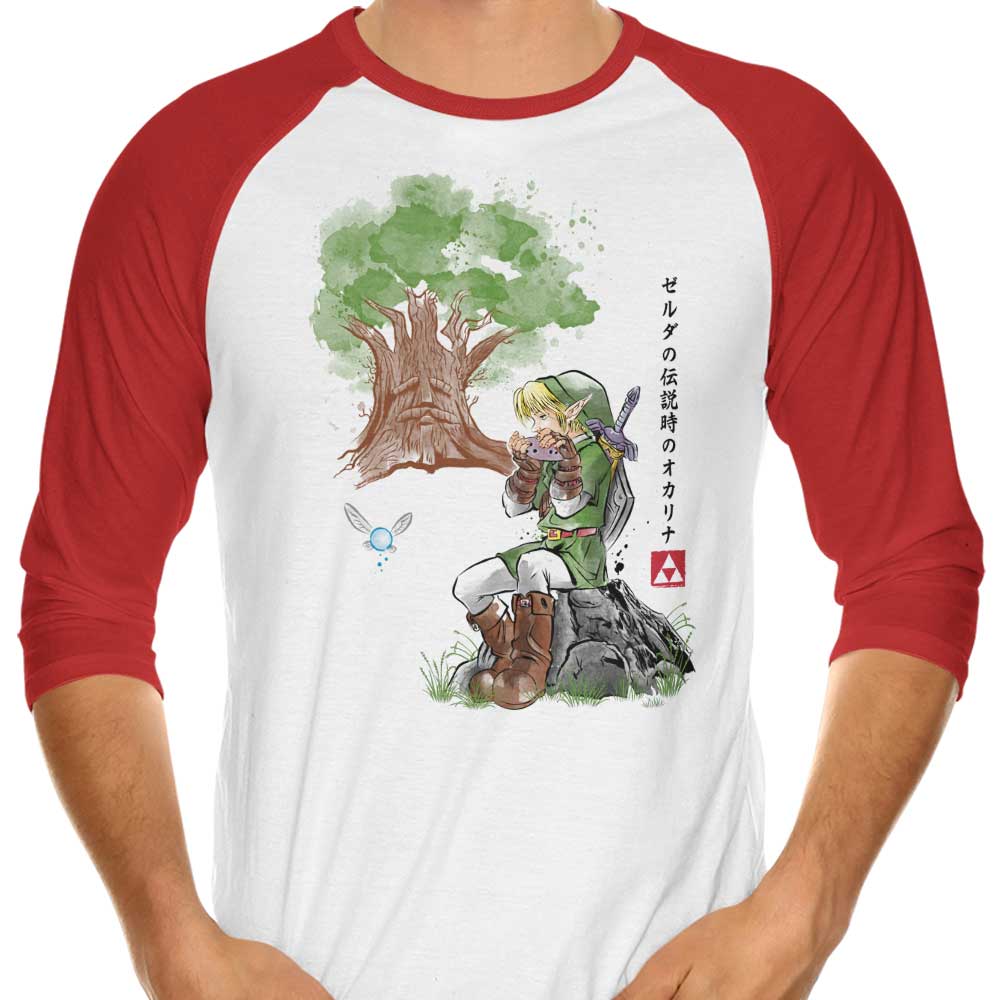 3/4 Sleeve Raglan T-Shirt with Stunning Great Deku Watercolor Design