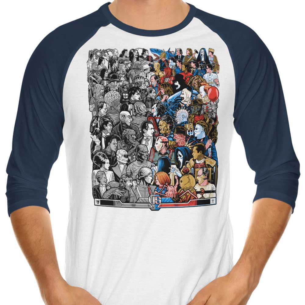 Prime Premne Design 3/4 Sleeve Raglan T-Shirt: Grayscale vs. Grotesque Style