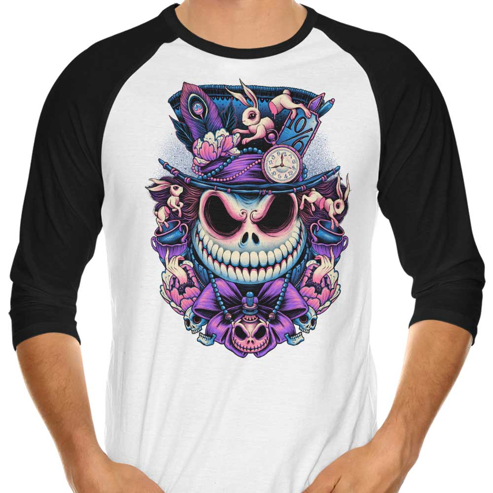 Glitchygorilla's Stylish 3/4 Sleeve Raglan T-Shirt - The Mad Skellington