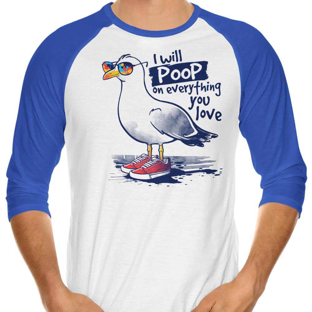 Charming Seagull Love 3/4 Sleeve Raglan Casual T-Shirt