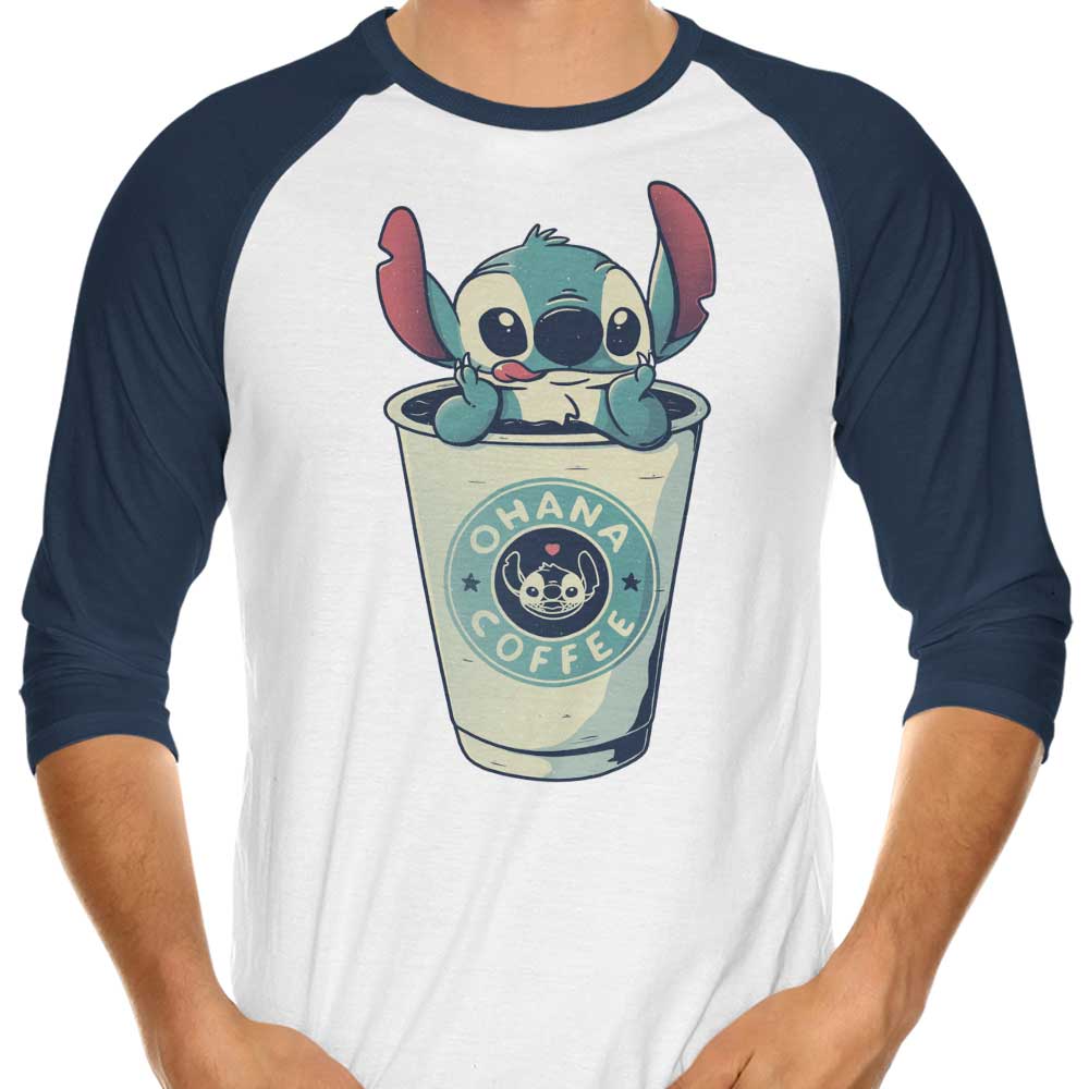 Ohana Coffee Three - Quarter Sleeve Raglan Style T - Shirt for Casual Wear