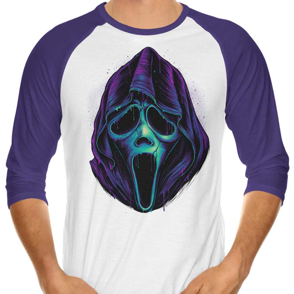 Glitchygorilla's Glowing Ghost Design 3/4 Sleeve Raglan Style T-Shirt