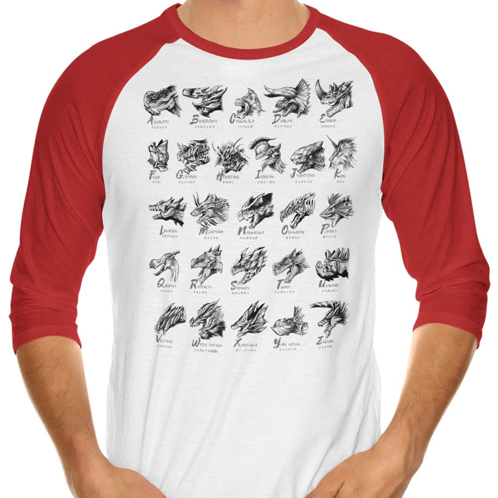 Monsterpedia 3/4 Sleeve Raglan Style T-Shirt for Fashion Lovers