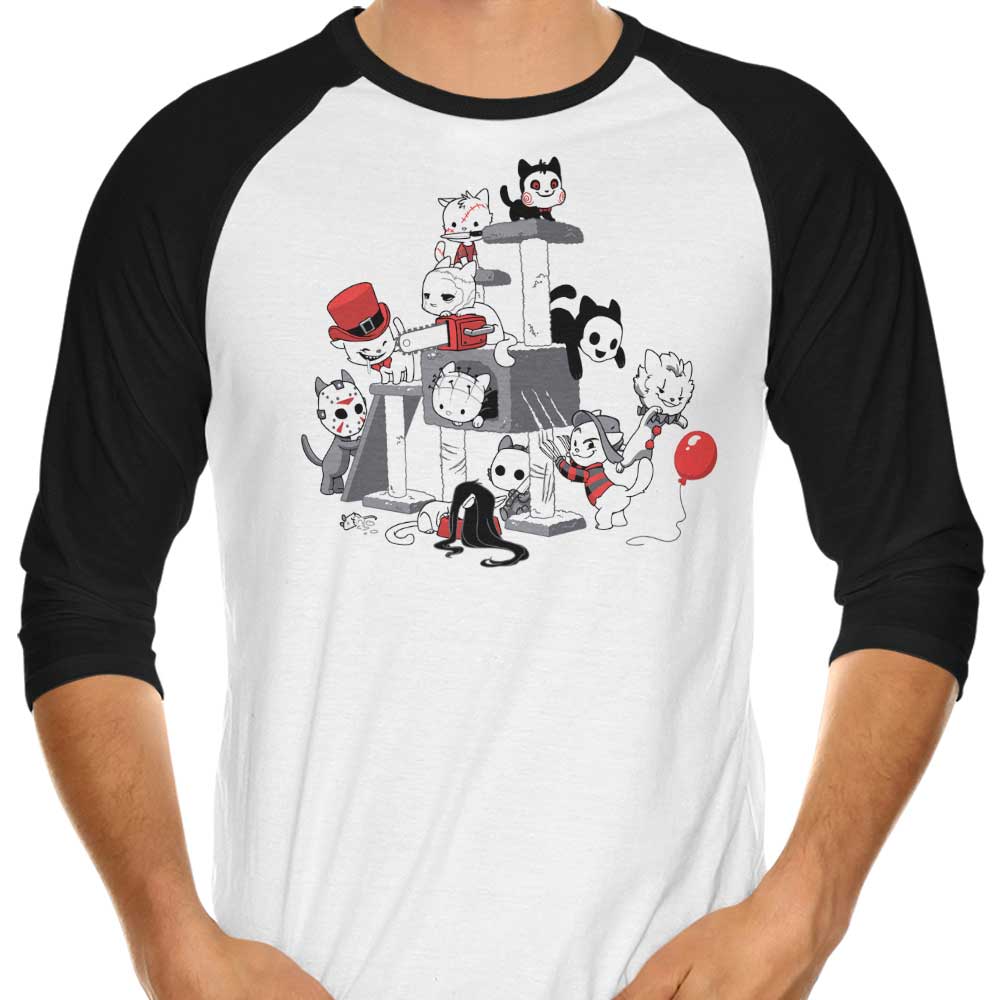 DoomCat's Spooky Horror Cats 3/4 Sleeve Raglan T - Shirt