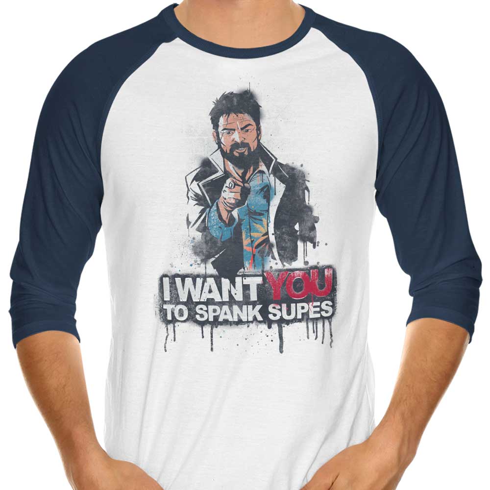 Getsousa's Cool 3/4 Sleeve Raglan 'Spank Supes' T-Shirt