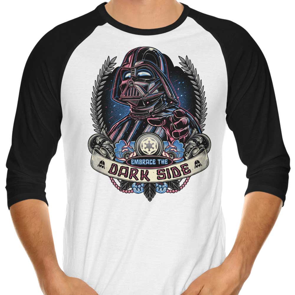 Embrace the Enigmatic Dark Side with a Stylish 3/4 Sleeve Raglan T-Shirt